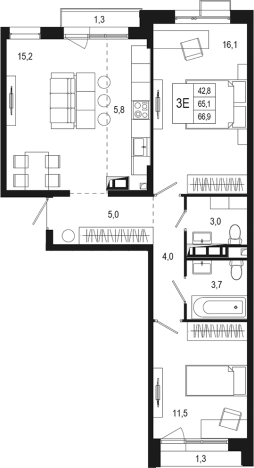 Купить трехкомнатную квартиру в Подольске. Вариант № 120381, 0, площадь -  квм, цена 14269597 рублей