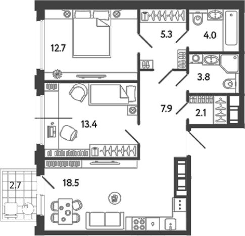 . Вариант № 6251987, 0, площадь - 67.7 квм, цена 21228466 рублей