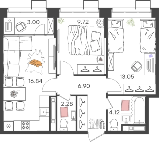 Купить двухкомнатную квартиру в новостройках в ЖК Новая Жизнь Львовская в Нижнем Новгороде. Вариант № 134793, 0, площадь -  квм, цена 8928827 рублей