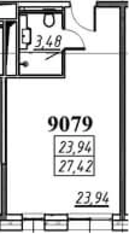 . Вариант № 6229820, 0, площадь - 27.42 квм, цена 8390520 рублей