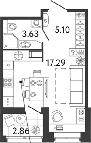 . Вариант № 6057300, 0, площадь - 26.02 квм, цена 7651995 рублей