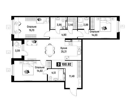 Купить многокомнатную квартиру в Ленинградской области. Вариант № 6866563, 0, площадь -  квм, цена 17056590 рублей