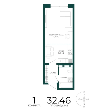 Купить однокомнатную квартиру в Микрорайоне Пенза-2, Железнодорожный район в Пензе. Вариант № 5388745, 0, площадь -  квм, цена 2986320 рублей
