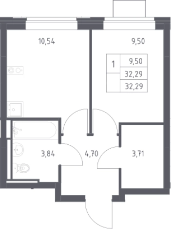 Купить однокомнатную квартиру в новостройках в Видном. Вариант № 98448, 0, площадь -  квм, цена 7099113 рублей