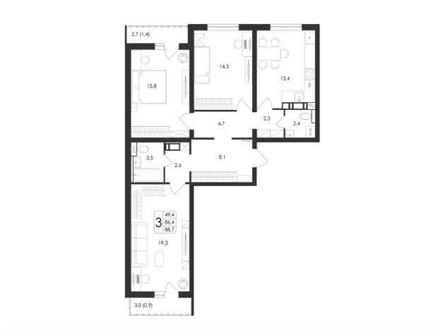 Купить трехкомнатную квартиру в ЖК Май в Воронеже. Вариант № 2657889, 0, площадь -  квм, цена 12116420 рублей