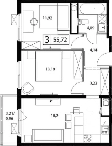 Купить трехкомнатную квартиру у метро Домодедовская в Видном. Вариант № 5833503, 0, площадь -  квм, цена 9530460 рублей