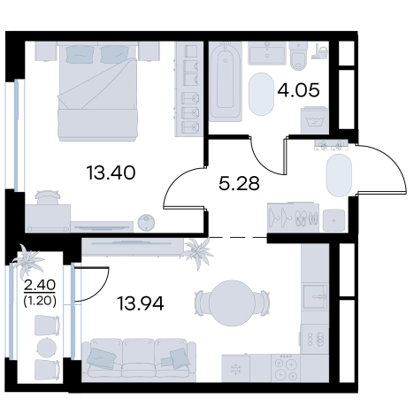 Купить однокомнатную квартиру в ЖК Glorax Октябрьский в Владимире. Вариант № 7708540, 1, площадь -  квм, цена 6049999 рублей