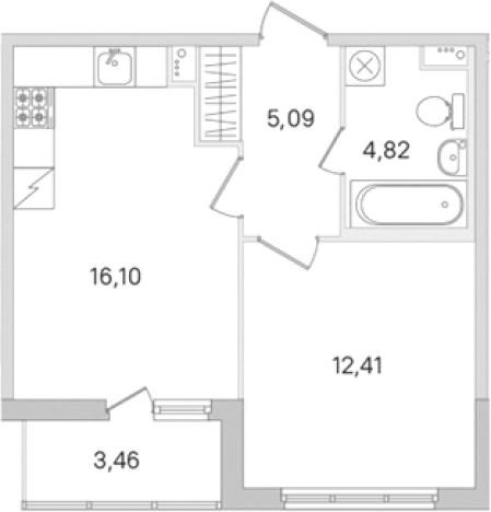 Купить двухкомнатную квартиру у метро Проспект Большевиков в Ленинградской области. Вариант № 8489019, 0, площадь - квм, цена 6312406 рублей