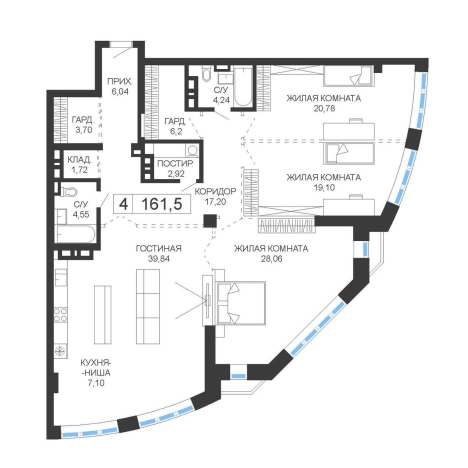 Купить четырехкомнатную квартиру в Приморском крае. Вариант № 6059050, 0, площадь -  квм, цена 44412500 рублей
