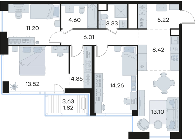. Вариант № 9336641, 0, площадь - 86.33 квм, цена 41810809 рублей