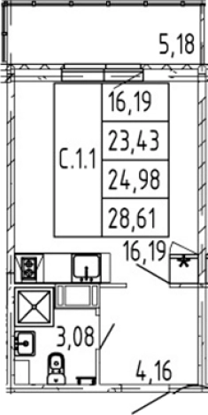Купить Студию в Мурине. Вариант № 4040236, 0, площадь -  квм, цена 4948888 рублей