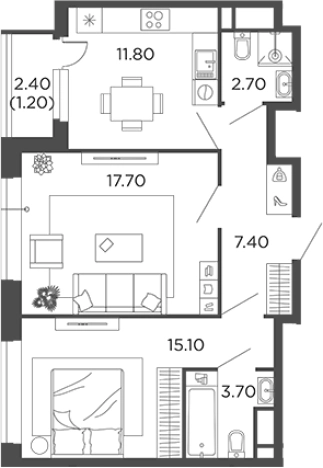 Купить двухкомнатную квартиру у метро Филатов луг в Москве. Вариант № 133976, 0, площадь -  квм, цена 13179288 рублей