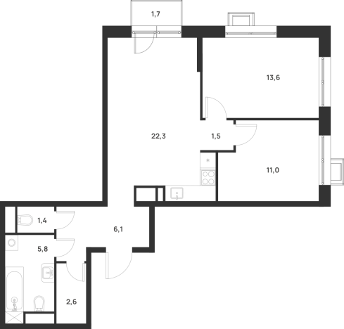 Купить двухкомнатную квартиру на улице Разведчика Дейча в Москве. Вариант № 10013284, 0, площадь -  квм, цена 22840000 рублей