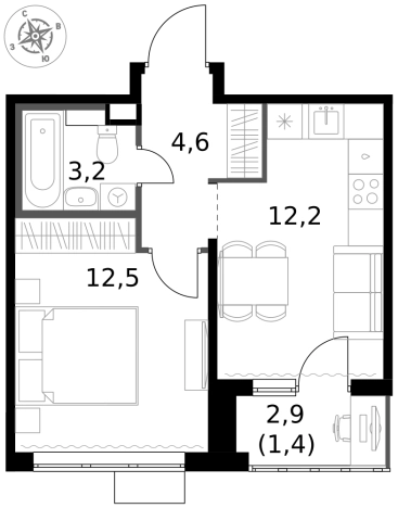 Купить однокомнатную квартиру у метро Физтех в Химках. Вариант № 9711726, 0, площадь -  квм, цена 8854680 рублей
