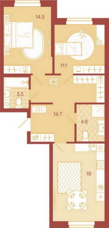 . Вариант № 89233, 0, площадь - 68.6 квм, цена 6036800 рублей