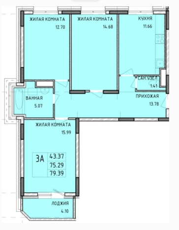 . Вариант № 72918, 0, площадь - 79.39 квм, цена 6748150 рублей