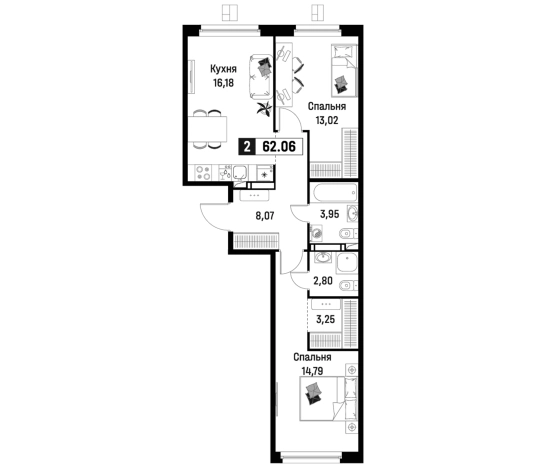 . Вариант № 6867721, 0, площадь - 62.06 квм, цена 11607299 рублей