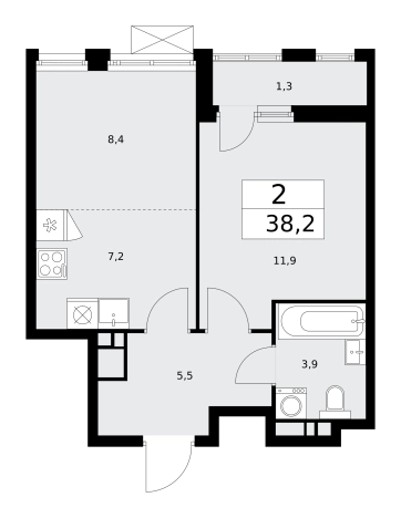 Купить двухкомнатную квартиру в ЖК Бунинские кварталы в Москве. Вариант № 112725, 0, площадь -  квм, цена 17976538 рублей