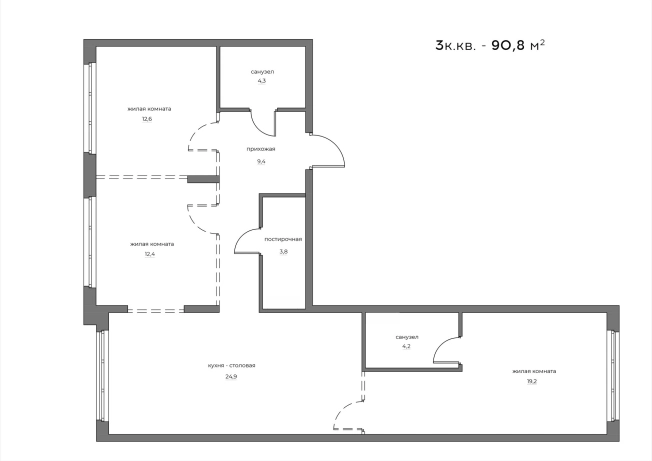 Купить трехкомнатную квартиру в новостройках в ЖК Жилой комплекс "Wellart City" в Пензе. Вариант № 100968, 0, площадь - квм, цена 11813080 рублей