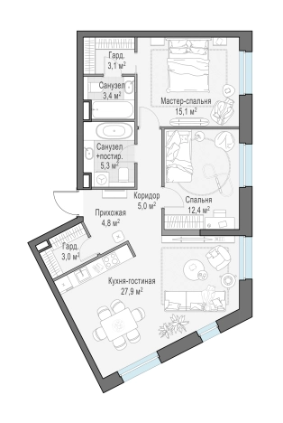 Купить квартиру в новостройках в ЖК FORIVER в Москве. Вариант № 121784, 0, площадь -  квм, цена 69270000 рублей