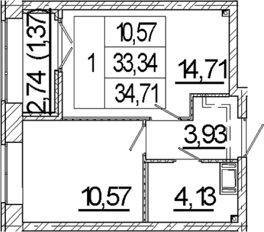Купить однокомнатную квартиру в Ленинградской области. Вариант № 5258952, 0, площадь -  квм, цена 6376000 рублей