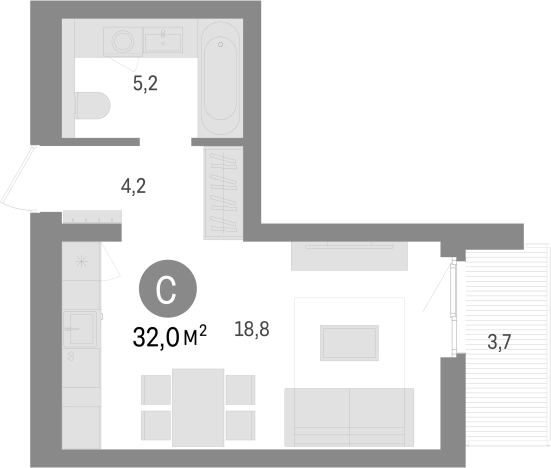 . Вариант № 6245622, 0, площадь - 28.3 квм, цена 4910000 рублей