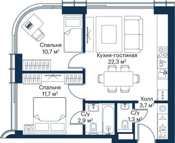Купить двухкомнатную квартиру у метро Мякинино в Москве. Вариант № 150182, 0, площадь -  квм, цена 25190618 рублей