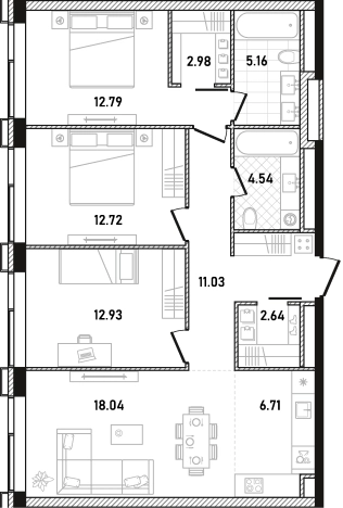 Купить трехкомнатную квартиру в ЖК Republic в Москве. Вариант № 122542, 0, площадь -  квм, цена 55246180 рублей