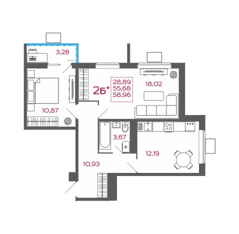 Купить двухкомнатную квартиру в ЖК Жилой комплекс "Новобережье" в Пензенской области. Вариант № 2351904, 0, площадь -  квм, цена 5188480 рублей