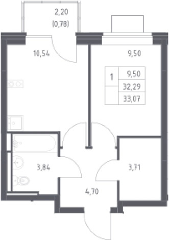 Купить однокомнатную квартиру у метро Котельники в Лыткарине. Вариант № 92427, 0, площадь -  квм, цена 4629535 рублей