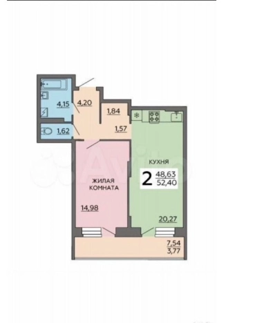 Купить однокомнатную квартиру на улице Менделеева в Воронеже. Вариант № 10621750, 14, площадь - квм, цена 7200000 рублей