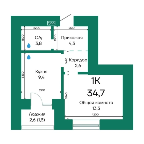 Купить однокомнатную квартиру в Барнауле. Вариант № 1493063, 0, площадь -  квм, цена 5805984 рублей