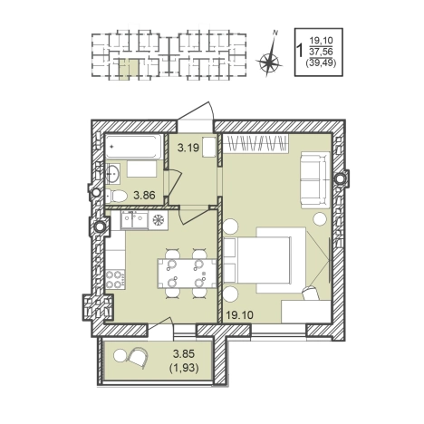 Купить однокомнатную квартиру в ЖК Александровский сад в Воронежской области. Вариант № 138162, 0, площадь -  квм, цена 4936250 рублей