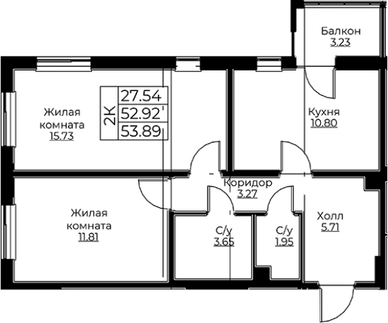 . Вариант № 8058931, 0, площадь - 52.92 квм, цена 9981506 рублей