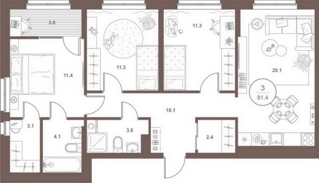 Купить квартиру в ЖК Жилой комплекс "Upgrade Family" в Пензенской области. Вариант № 4006976, 0, площадь -  квм, цена 8628400 рублей
