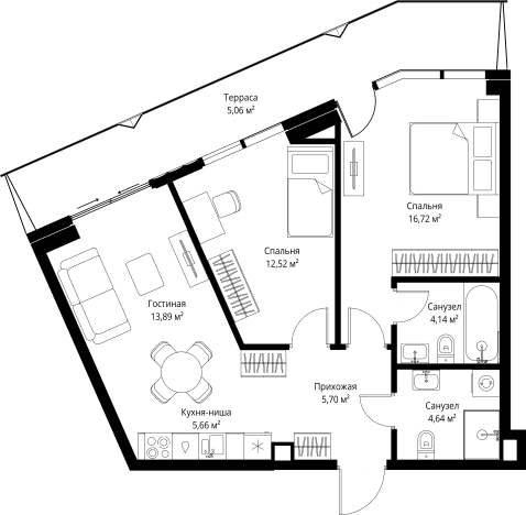 Купить двухкомнатную квартиру в районе Хорошёво-Мнёвники в Москве. Вариант № 156243, 0, площадь - квм, цена 46744553 рублей