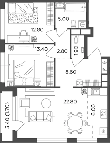. Вариант № 109992, 0, площадь - 73.3 квм, цена 16769025 рублей