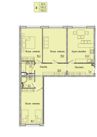 Купить трехкомнатную квартиру на улице Светлая в Пензенской области. Вариант № 69440, 0, площадь -  квм, цена 9719400 рублей