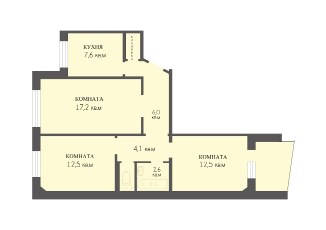 . Вариант № 44858, 13, площадь - 64.8 квм, цена 4180000 рублей