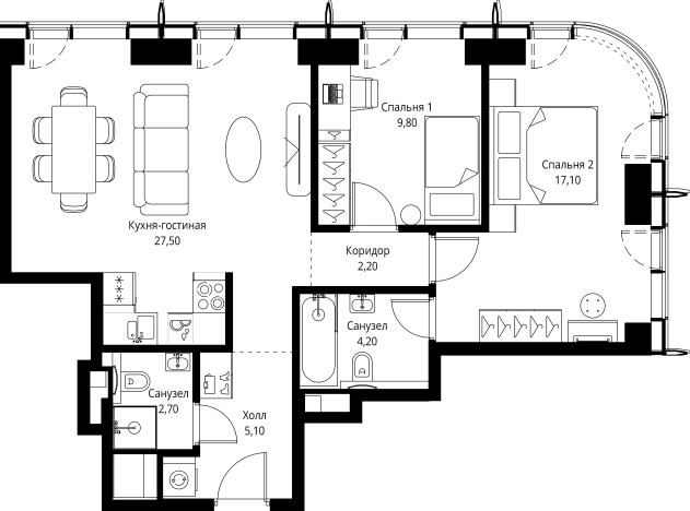 Купить двухкомнатную квартиру у метро Мякинино в Москве. Вариант № 161429, 0, площадь -  квм, цена 25665112 рублей