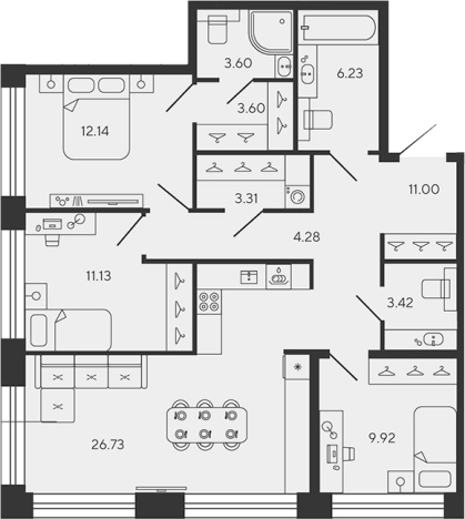 Купить многокомнатную квартиру в ЖК BASHNI ELEMENT в Санкт-Петербурге. Вариант № 4162266, 0, площадь -  квм, цена 70135498 рублей