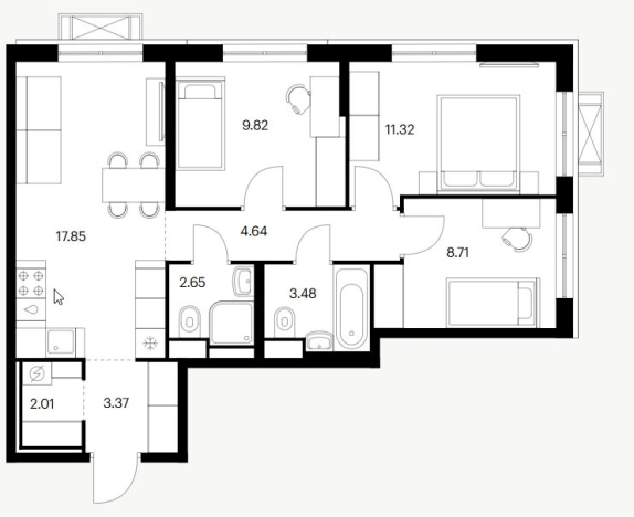 Купить квартиру на улице Шмидта в Улан-Удэ. Вариант № 160673, 0, площадь - квм, цена 10846965 рублей
