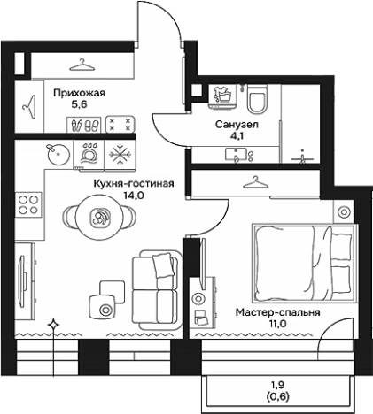 . Вариант № 120832, 0, площадь - 34.67 квм, цена 31108140 рублей