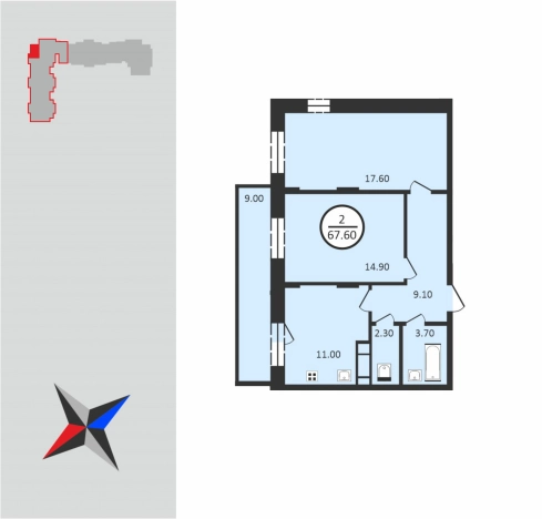 Купить квартиру в новостройках в районе Доброе в Владимире. Вариант № 65090, 0, площадь -  квм, цена 8788000 рублей