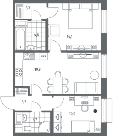 Купить трехкомнатную квартиру в ЖК Парусная 1 в Санкт-Петербурге. Вариант № 7262286, 0, площадь -  квм, цена 21351000 рублей