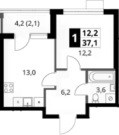 Купить однокомнатную квартиру у метро Корниловская в Москве. Вариант № 9809741, 0, площадь -  квм, цена 15559740 рублей