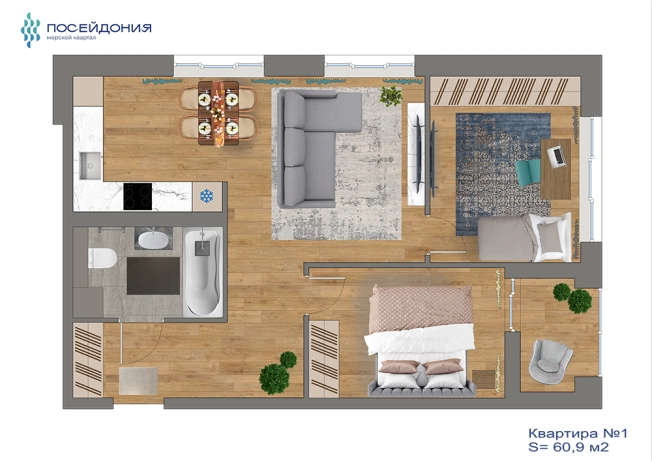 Купить двухкомнатную квартиру в Приморском крае. Вариант № 4120602, 1, площадь -  квм, цена 12462358 рублей