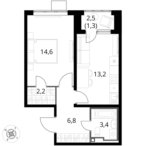 . Вариант № 10211824, 0, площадь - 41.5 квм, цена 12889900 рублей