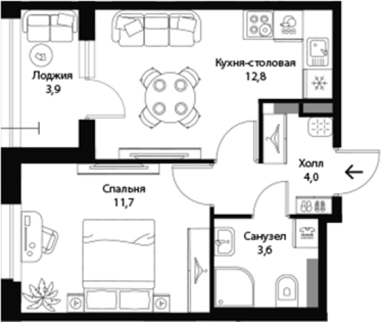 . Вариант № 7829728, 0, площадь - 32.15 квм, цена 7604300 рублей