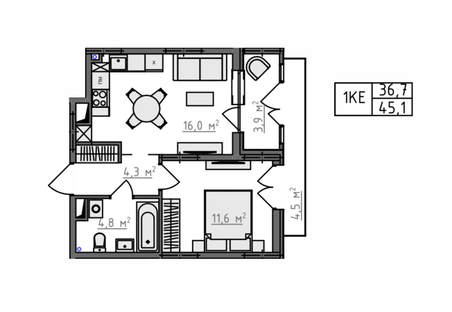 Купить однокомнатную квартиру в новостройках в ЖК Квартал Новаторов в Владимире. Вариант № 130361, 4, площадь -  квм, цена 4400000 рублей